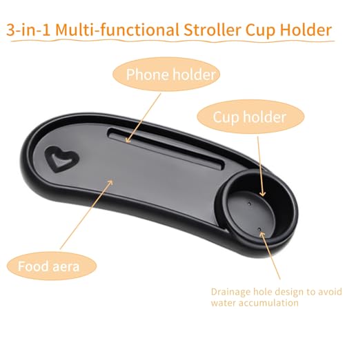 Miniatura 5 de Sueoux Bandeja De Aperitivos Para Cochecito Con Portavasos, Bandeja Universal 3 En 1, Reutilizable, Soporte Para Tazas Multifunción Con Bandeja De Aperitivos Para Cochecito, Accesorios Para Cochecito
