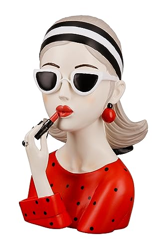 GILDE Deko Skulptur Figur Lady rotes Shirt - mit Sonnenbrille und rotem...