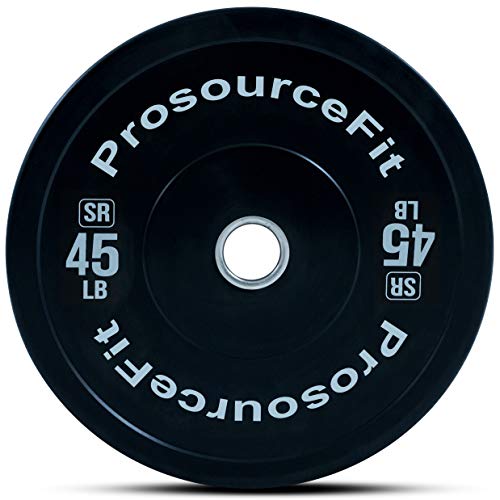 Image of ProsourceFit Solid Rubber Bumper Plates (Sold Individually) with Steel Insert, for Strength Training and Cross Conditioning, Power Lifting