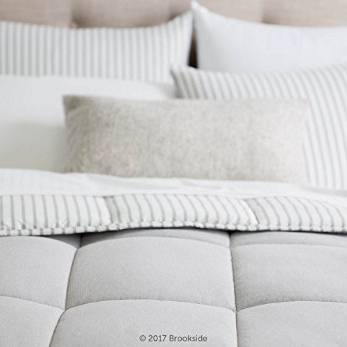 BROOKSIDE Striped Chambray Comforter Set - Includes 2 Pillow Shams - Reversible - Down Alternative - Hypoallergenic - All Season - Box Stitched Design - Oversized Queen - Coastal Gray - Image 4