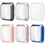 EZCO Screen Protector Case Compatible with Fitbit Versa (6-Pack), Soft TPU Plated Bumper Case All-Around Protective Screen Cover Shell Compatible with Versa Smart Watch