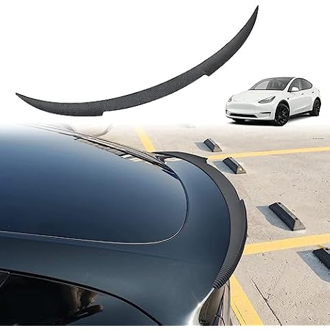 AOSKonology for Tesla Model Y Rear Spoiler Wings ABS for 2020-2023 Tesla Model Y Rear Trunk Spoiler Lip Tail Wing Rear Trunk Lid (V2 Duckbill Spoiler, Matt Carbon Fiber) Cover