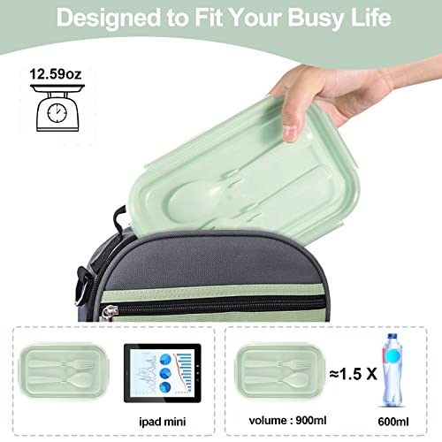 Jeopace Bento Box For Kids Lunch Containers For Kids With 4 Compartments Kids Bento Lunch Box Microwave Safe (Flatware Included,Light Green) #TOP4
