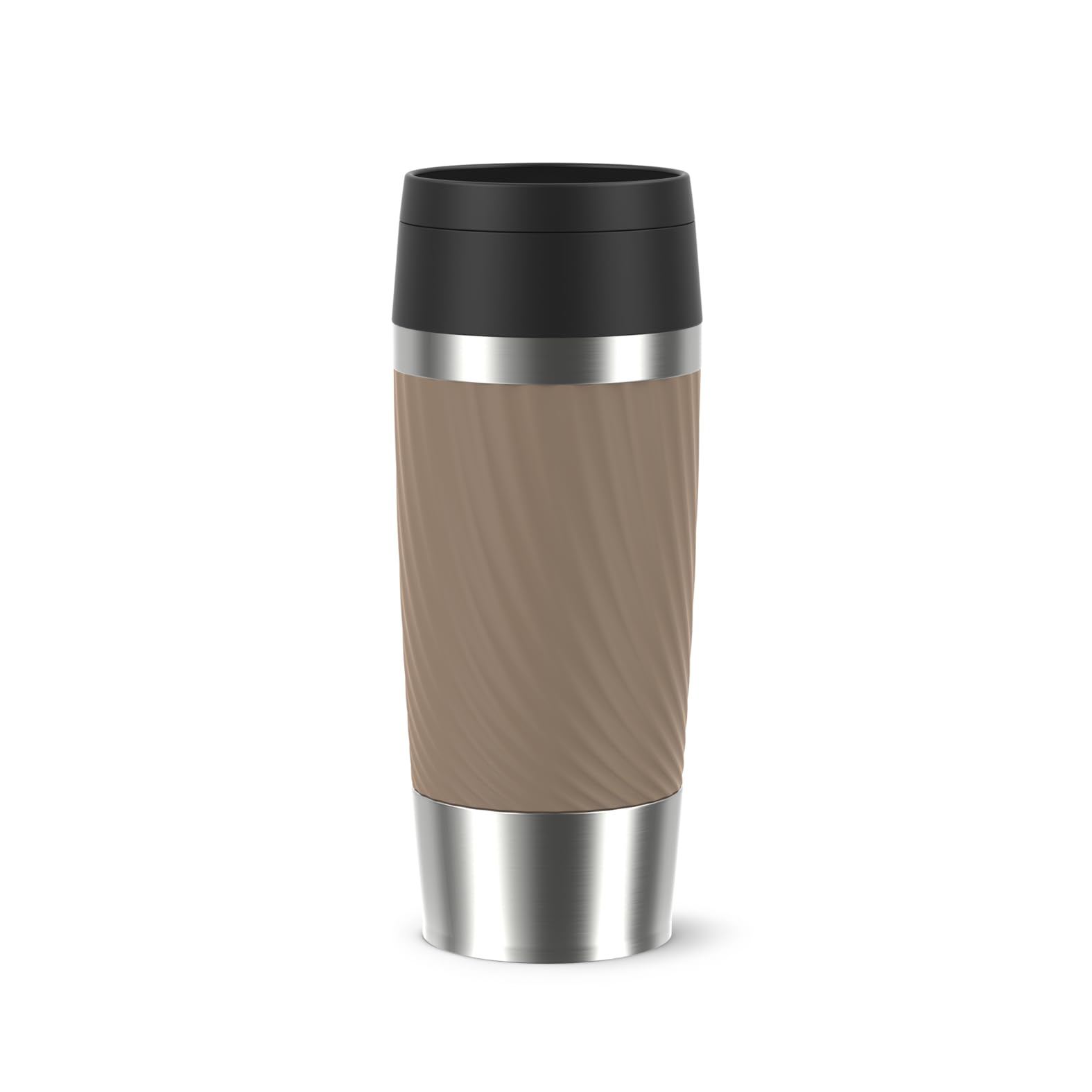 Emsa Travel Mug Classic Twist Isolierbecher 0,36 Liter, Comfort-Schraubverschluss, Quick-Press, auslaufsicher, spülmaschinenfest, 4h warm, 8h kalt, braun, N2025300