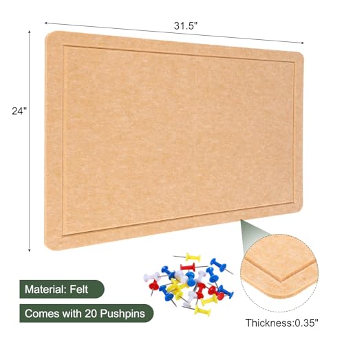 YOKIVE panneau d'affichage en feutre grand format 31.5 x 24 pouces tableau épingles mural - 2
