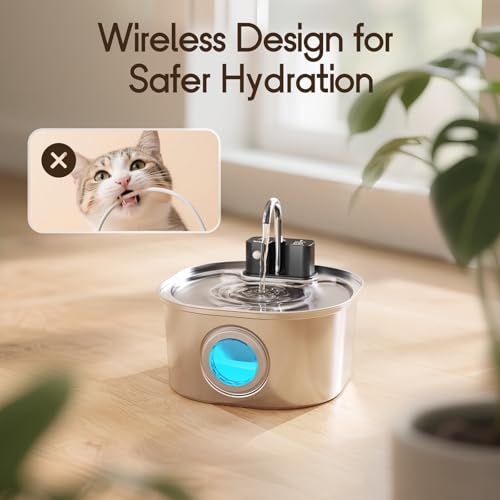 voluas stainless steel cat water fountain-wireless pet water fountain battery operated108oz32l automatic water dispenser for dogs with quiet pumpeasy clean bpa-free for cats dogs multiple pets