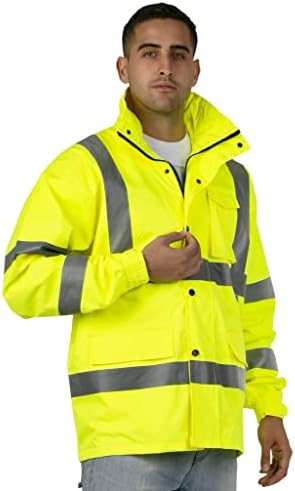 JORESTECH Hi-Visibility Waterproof Rain Jacket with Mesh Lining, ANSI/ISEA 107-2015 Class 3 Type R, Lightweight Wind-Resistant Safety Jacket