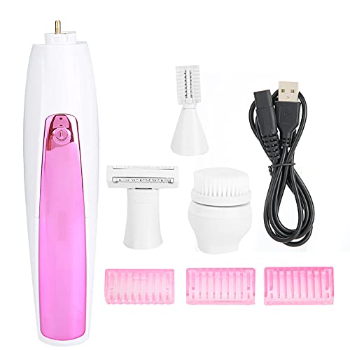 Máquina de corte de cejas, depiladora eléctrica USB recargable para mujeres, limpieza facial, depiladora IPX6 con 3 peines de límite, cabezal de hoja de cejas y cepillo de