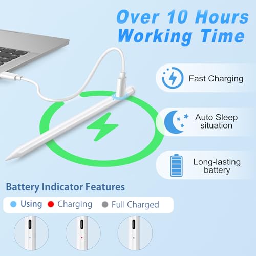 Image of 2 Pack Stylus Pen for iPad: Fast Charge for iPad Pencil Apple Pen with Palm Rejection Tilt Sensitivity - Pen for iPad 10 /9 /8 /7 /6, iPad Pro 12.9 inch /11 inch /13 inch M4, iPad mini 6 /5, iPad Air 5 /4 /3 /11 inch-13 inch M2