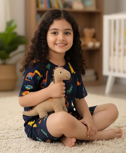 Image of ANTHRILO Sleepwear Shorts Set for Girls| Material: 100% Pure Cotton | Fabric: Skin-Friendly, ensuring a Soft Touch on Delicate Skin| Fit: Regular |Age Range: Suitable for Girls Aged 0-14 Years