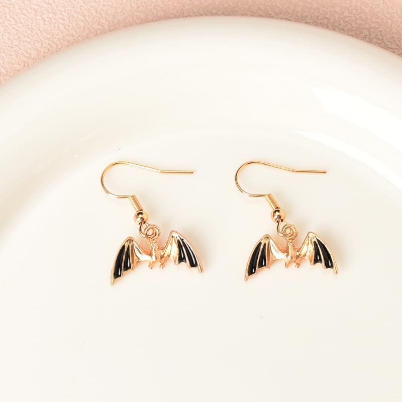 Halloween Bat Earrings for Women Golden Bat Earrings Vintage Gothic Earrings Halloween Costume Accessories for Halloween Cosplay Party Earring Set - Image 7