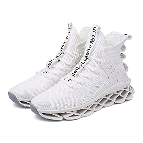 Dudhuh Running Shoes For Men Comfortable Athletic Cross Trainer Casual Walking Fashion Mens Tennis Sock Sneakers White #TOP3
