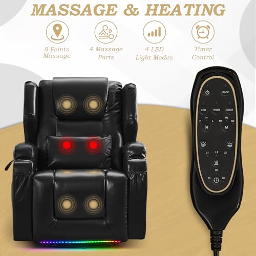 Leather-Rocker-Recliner-Chairs-for-Adults-360-Swivel-Rocking-Theater-Seating-with-Heat-and-Massage-Oversized-Single-Sofa-with-Led-Lights-for-Living-Room-BlackSet-of-2 Leather Rocker Recliner Chairs for Adults 360 Swivel Rocking Theater Seating with Heat and Massage Oversized Single Sofa with Led Lights for Living Room BlackSet of 2