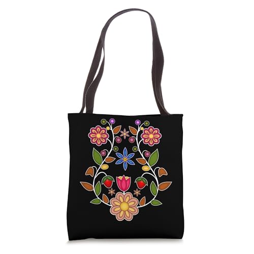 Bolso tote con diseño floral Ojibwe y flores silvestres indígenas miniatura 1