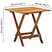 vidaXL Bistro Table, Outdoor Side Table, Folding Patio Table, Garden Table for Picnic Camping Porch Deck Lawn Backyard, Solid Acacia Wood