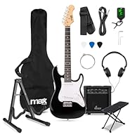 All-in-one 3/4 electric guitar package offers the perfect solution for beginners, featuring a junior-sized guitar, sturdy guitar stand, and practical adjustable foot rest for ideal practice support The dedicated junior electric guitar offers excellen...