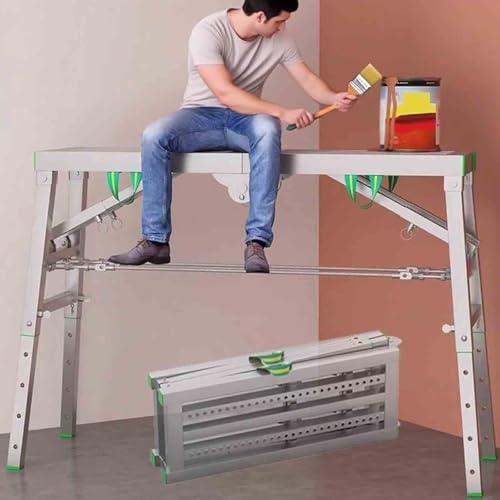 Foldable adjustable work platform, Portable Multipurpose Scaffold Tower Ladder Stool Bench, with Adjustable Height, for home and renovation use, Maximum load 400KG,001,140 * 40