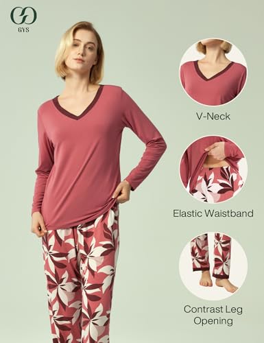 Image of GYS Women's Bamboo Viscose Long Sleeve Pajamas Set