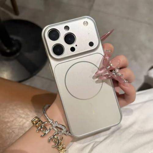 Coque de téléphone en verre mat pour iPhone 16 avec charge sans fil induction argent