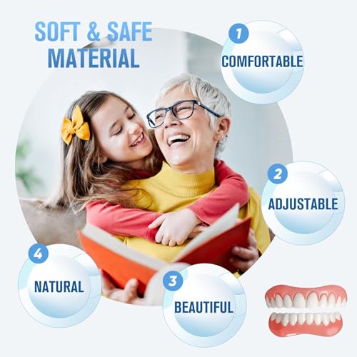 Fake Teeth, 2 PCS Veneers Dentures Socket for Women and Men, Veneers for Temporary Tooth Repair Upper and Lower Jaw, Protect Your Teeth and Regain Confident Smile, Bright White