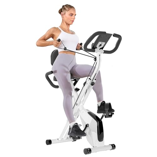 Botifly Cyclette Pieghevole da Casa 4 in 1, Bicicletta magnetica pieghevole, Resistenza magnetica regolabile, monitor LCD e sensore di frequenza cardiaca