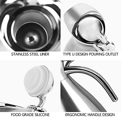 TOSAMZOO 34 oz Food-grade Stainless Steel Thermal Carafe/Double Walled Vacuum Insulated Coffee Pot with Press Button Top, 12+ Hrs Heat&Cold Retention for Coffee,Tea,Beverage etc (1.0L) - Image 3