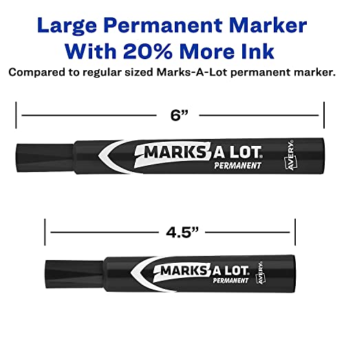 Image of Avery Marks-A-Lot Large Desk-Style Chisel Tip, Value Pack 36 Black Permanent Markers are perfect for signs and posters (98206)