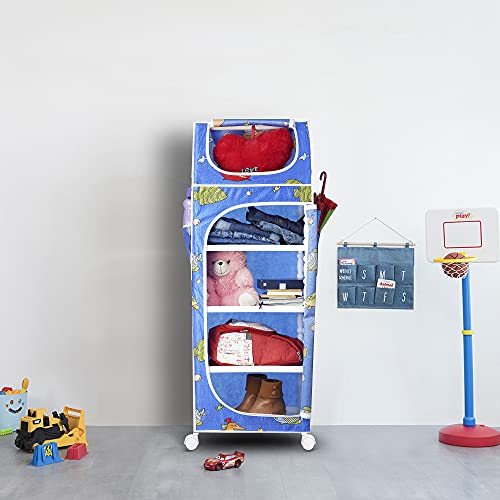 Image of Little One's | 5 Plastic Shelves Baby Wardrobe /Toy Organizer | Jungle Blue | Tb5 /Ab, 133 Cm, 46 Cm, 31 Cm