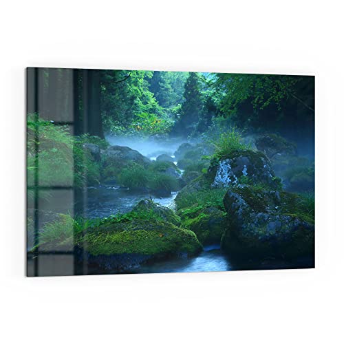 DEQORI Küchenrückwand Glas | Motiv Wasserquelle im Wald | 60x40 cm | Bad- oder Herd-Rückwand | Herdblende Spritzschutz für Küche & Badezimmer | moderne Deko für Fliesenspiegel