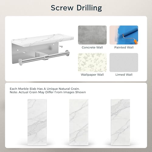 FORIOUS Double Marble Toilet Paper Holder with Phone Shelf $17.99 AC - image 7