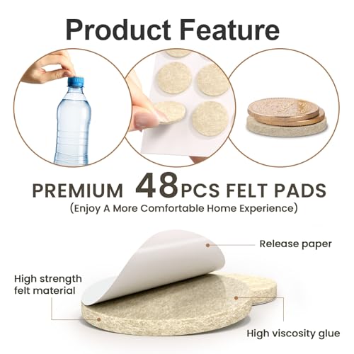 Deslizadores de muebles y almohadillas de fieltro de 1 pulgada para patas de sillas 4