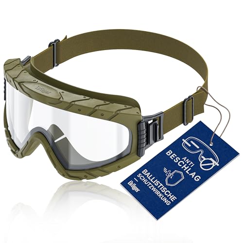 Dräger Schutzbrille X-pect 4900 | Staubschutzbrille & Vollsichtbrille für Brillenträger, beschlagfrei, kratz- & bruchfest, Polycarbonat-Scheibe | Für Baustelle, Labor, Werkstatt | Oliv