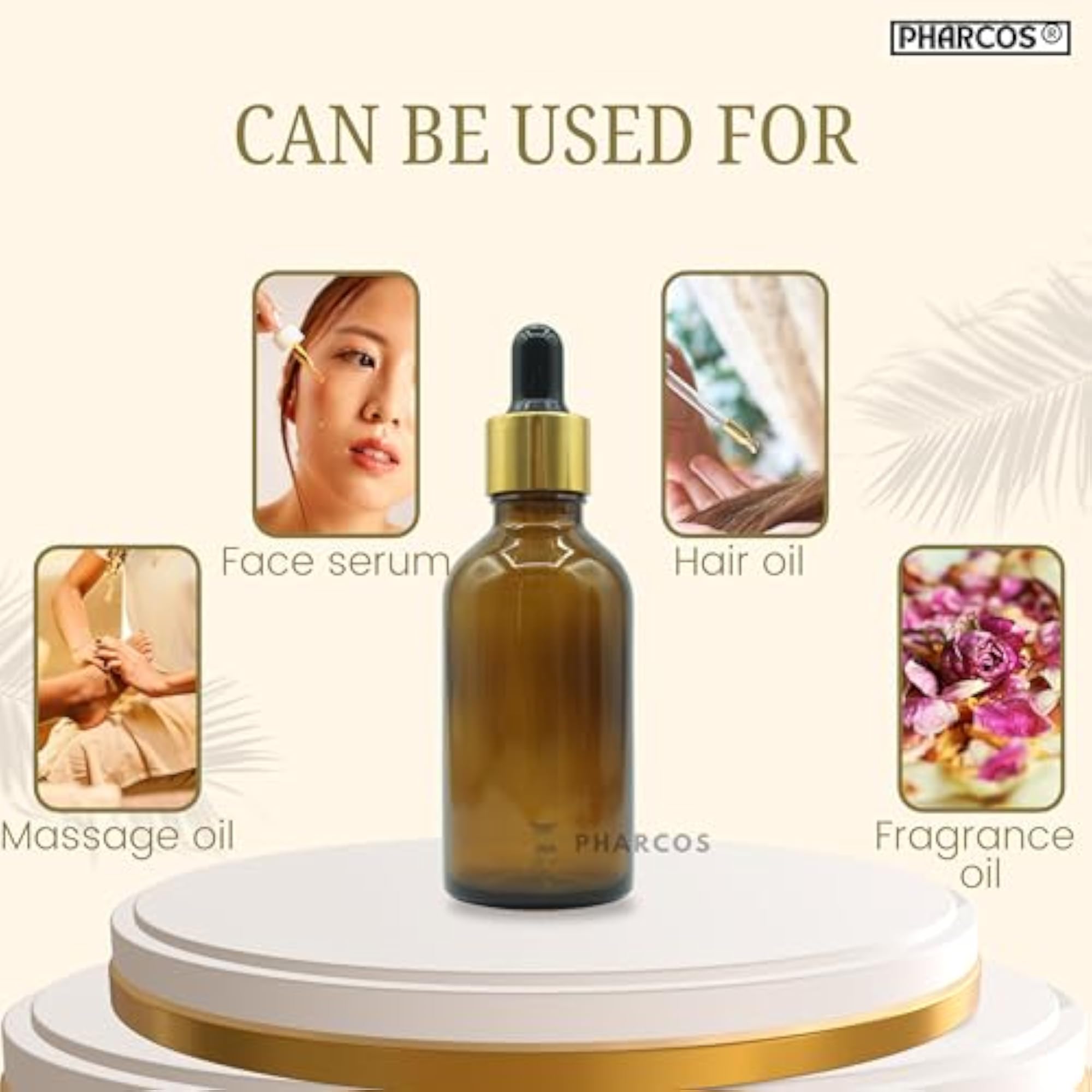 50ml Amber Colour Round Empty Glass Bottle with Dropper