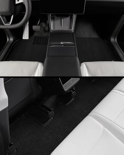 Image of 3W 9PCS Floor Mats for Tesla Model Y Juniper 2025 2026 (Not for Standard) | Metal Pedal, Carpets Double Layer, 2025 2026 Model Y Accessories, TPE All Weather Waterproof Custom Fit Liners, Vigormold