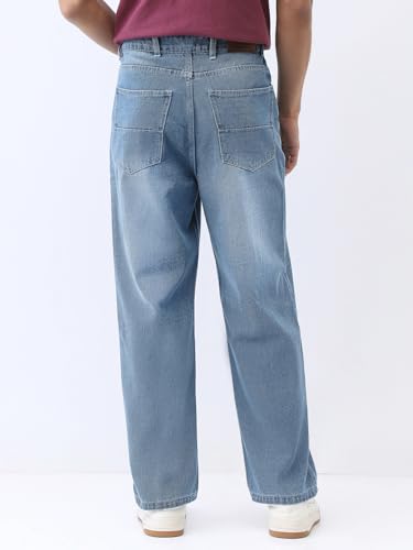 Image of Urbano Fashion Men's Loose Baggy Fit Washed Jeans Non-Stretchable