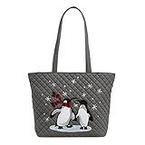 Vera Bradley Women's Cotton Small Vera Tote Bag, Penguin Pair - Recycled Cotton, One Size