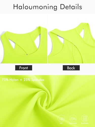 Image of Haloumoning Girls Athletic Tank Tops Racerback Sleeveless Dry Fit Active Sports Running Yoga Shirts