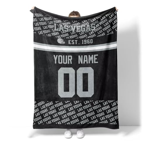 ANTKING Las Vegas Throw Blanket Custom Name and Number Blanket for Men Women Boy Gifts