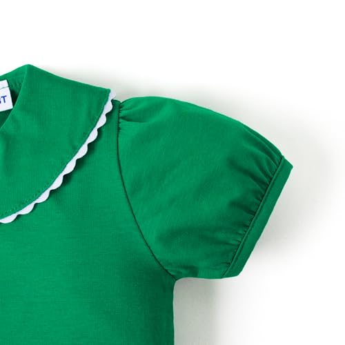 Image of 12M-14Y Toddler Baby Girls Peter Pan Collar Blouse Kids Girl Solid Color Puff Sleeve T-Shirts Casual Tee Tops