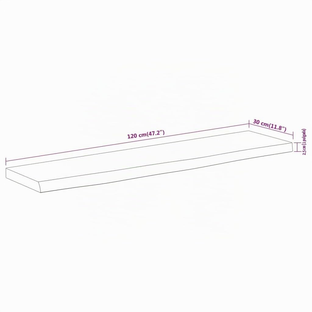 vidaXL Estante Pared Rectangular Madera Acacia Borde Vivo 120x30x2,5cm