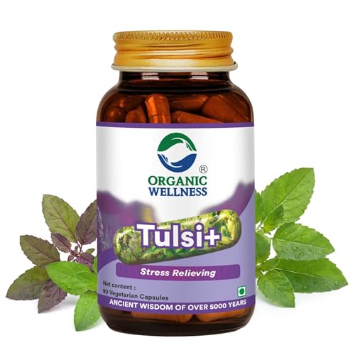 Image of Organic Wellness Tulsi Stress Reliving Supplement For Respiratory Wellness Provides Relief In Cough & Cold Stamina Boosts Immunity Prevents Chronic Disease 100% Organic (90 N Veg Capsules)