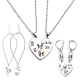 SyhirNmly Best Friend Friendship Necklaces and Bracelets Set, Sister Necklace, Matching Split Heart Halves Pendant Necklaces, Big and Little Sister Keychains for Women Christmas Birthday (1)