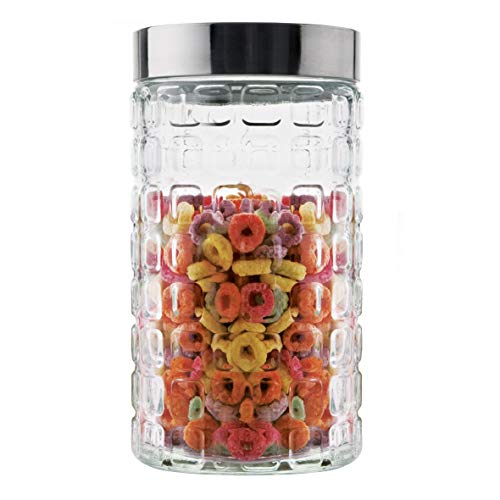 Conjunto de Potes de Vidro Quadrados com Tampa, 3 Peças, Incolor/Inox, Euro