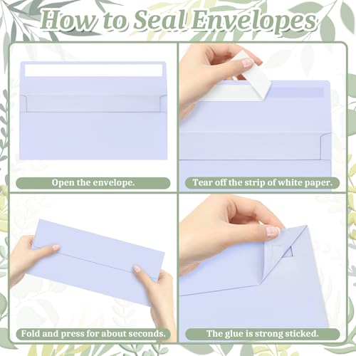 Image of 50 Pcs #10 Light Purple Envelopes Letter Size Self Seal, Business Envelopes