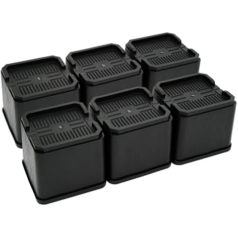 aspeike 6 Pack 4 Inch Square Bed Risers, 4 inch Opening, Black Cover