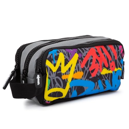 Starplast Estuche 3 Cremalleras - 3 Compartimentos, Amplio, Cierre Cremallera, con Asa, Multiuso, Gran Capacidad, Porta Todo, para Uso Escolar - Modelo Graffiti
