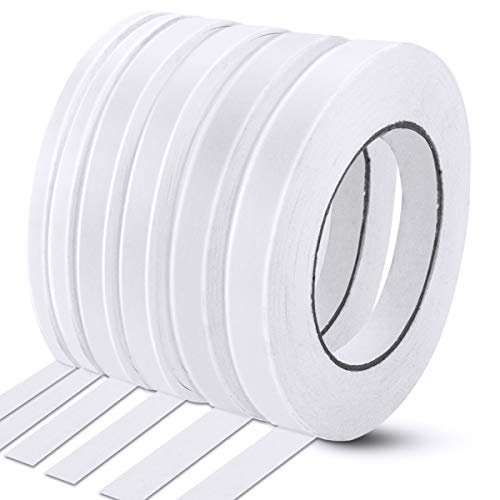 Hslife 6 Rolls Double-Sided Tape, 328 Yards Double Sided Tape for Photography, Scrapbooking, Card Making, Gift Wrapping, Arts & Crafts(7mm/ 10mm/ 12mm/ 15mm x 50m/54.7 Yards)