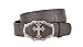 Womens Embossed Pattern Black Leather Belt Silver Cross and Black Buckle