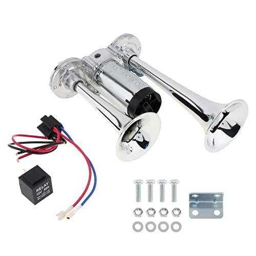 DriSentri 12V Truck Train Air Horns, 150DB Dual Trumpets Super Loud Electric Car