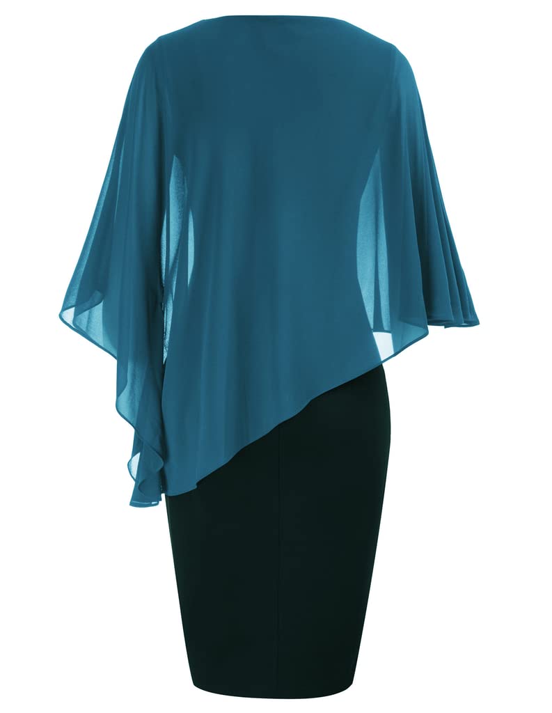 Hanna Nikole Femmes Plus Size Cape Robe en Mousseline de soie Robes Formals Robe de Cocktail Elegante con superposición